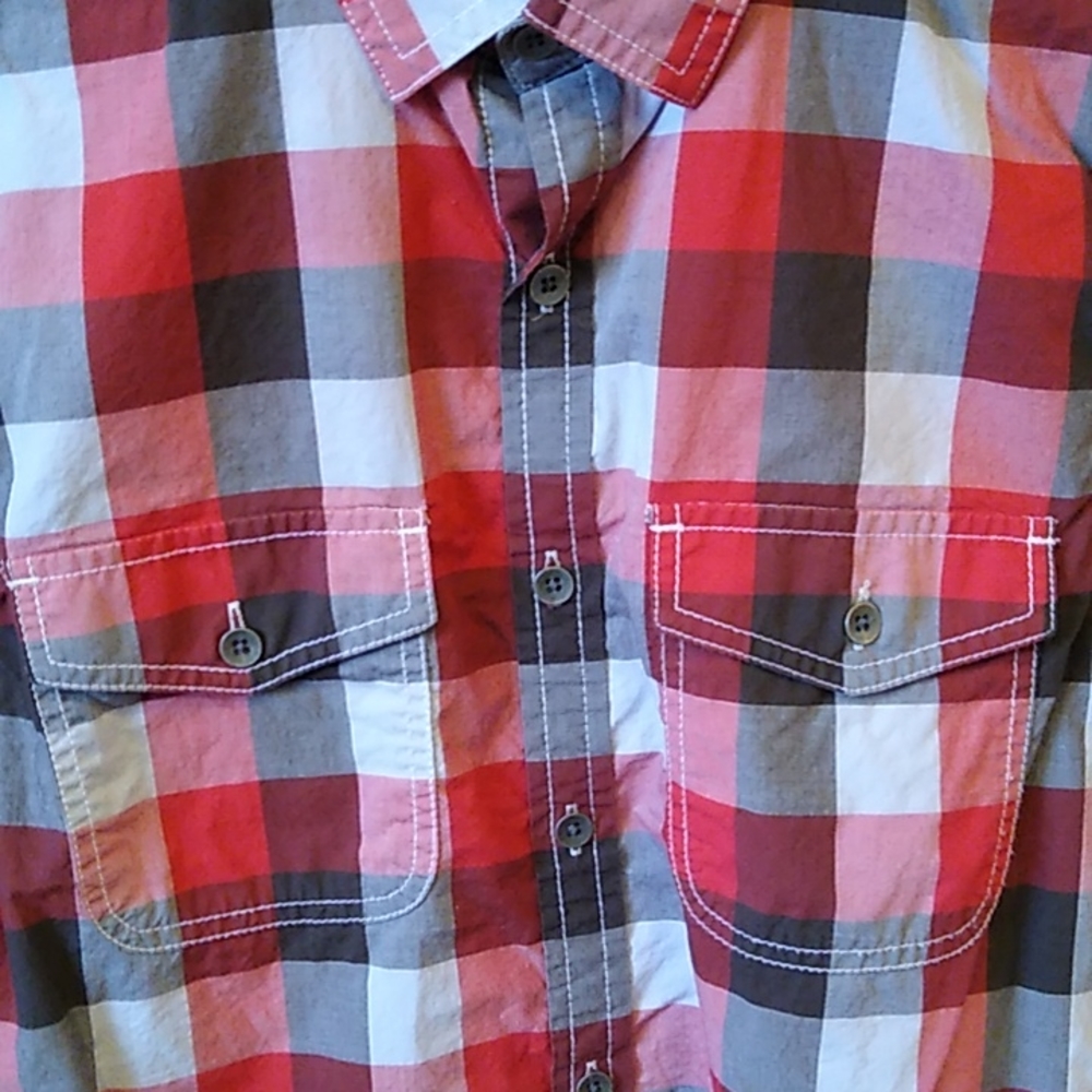 Kenneth Cole Men's Button Down Casual Long Sleeve Shirt. Grays & Reds Sz S - Picture 2 of 11